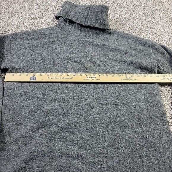 Theory Turtleneck Sweater Womens Large Gray Wool Blend Long Sleeve *FLAW* - Picture 6 of 9